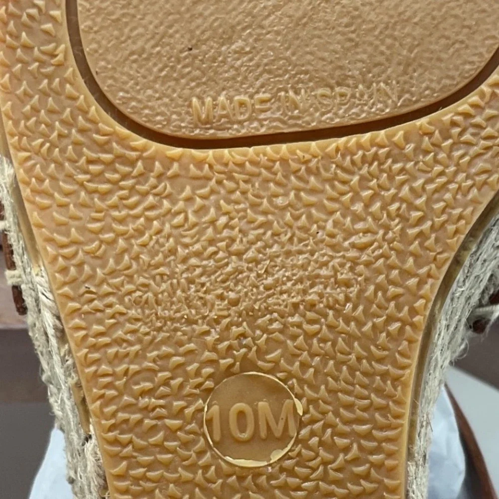 Via‎ Spiga Tan Brown Leather Espadrille Wedge Sandals Platform Buckle Open Toe